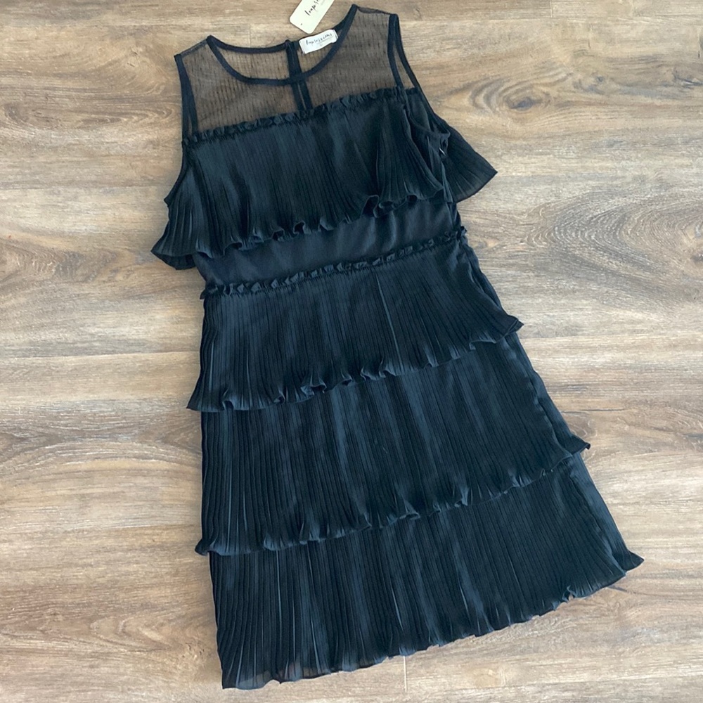 Impressions tiered cocktail dress, large, new